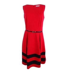 Red and black Striped Calvin Klein Dress